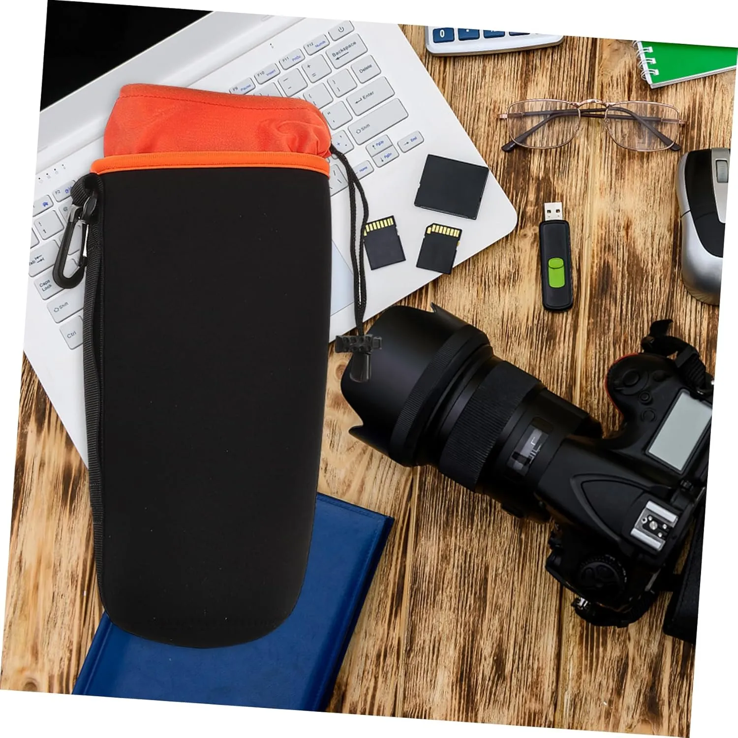 4pcs Drawstring Camera Lens Bags Durable Outdoor Lens Pouches for DSLR Photography Accessories Flexible Elastic Storage for Hiking and Travel