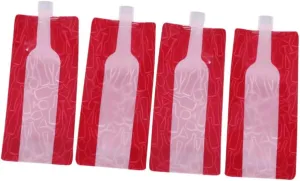 4pcs Foldable Wine Storage Bag Durable Leak Plastic Wine Cooler Flexible Collapsible Flask for Camping Travel Father's Day present Capacity