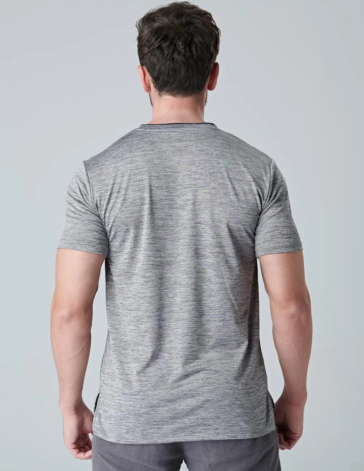 5 Pack Mens V-Neck Dry Fit T-Shirts, Active Athletic Short Sleeve Workout Tops, Performance Gym Tees (Available in Plus Size)