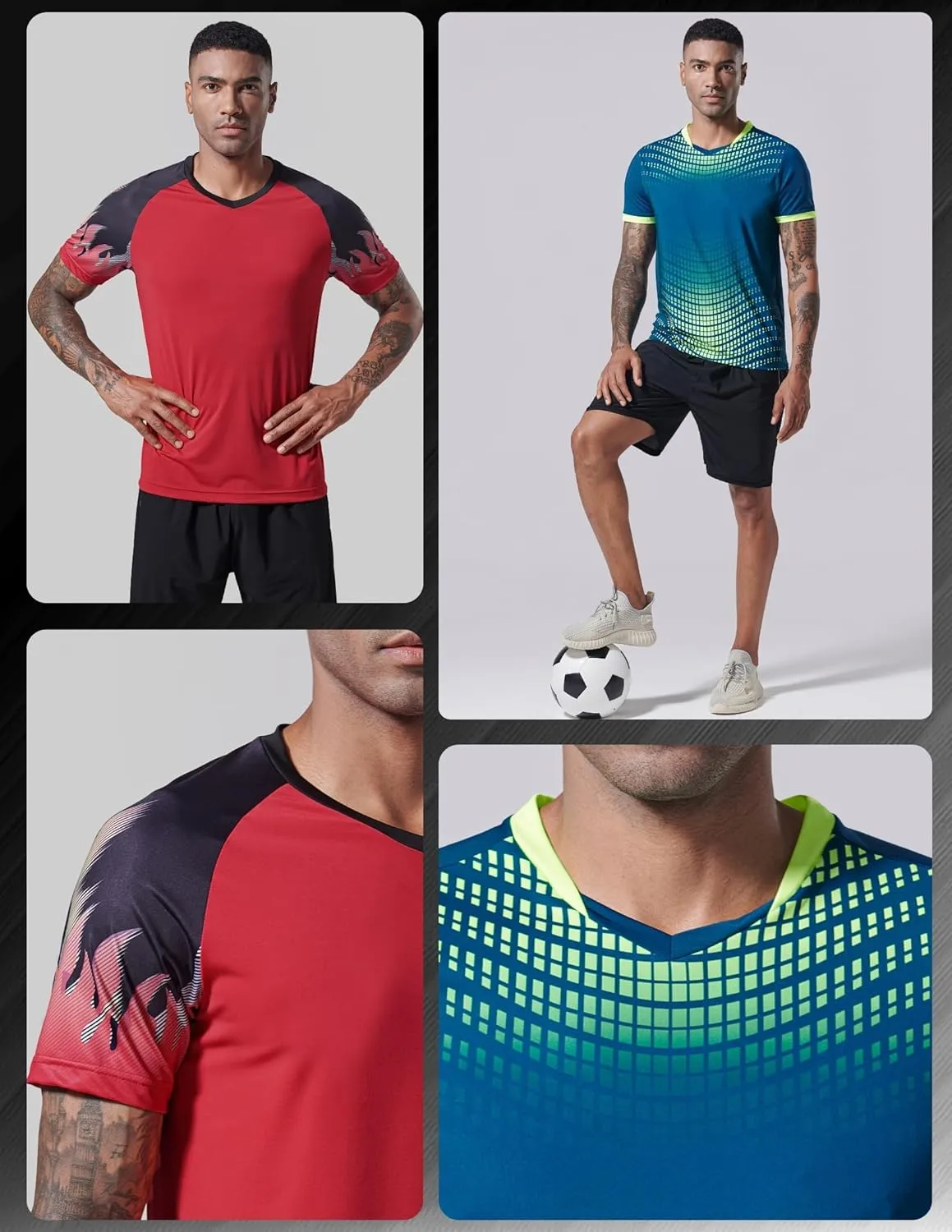 5 Pack Mens V-Neck Dry Fit T-Shirts, Active Athletic Short Sleeve Workout Tops, Performance Gym Tees (Available in Plus Size)