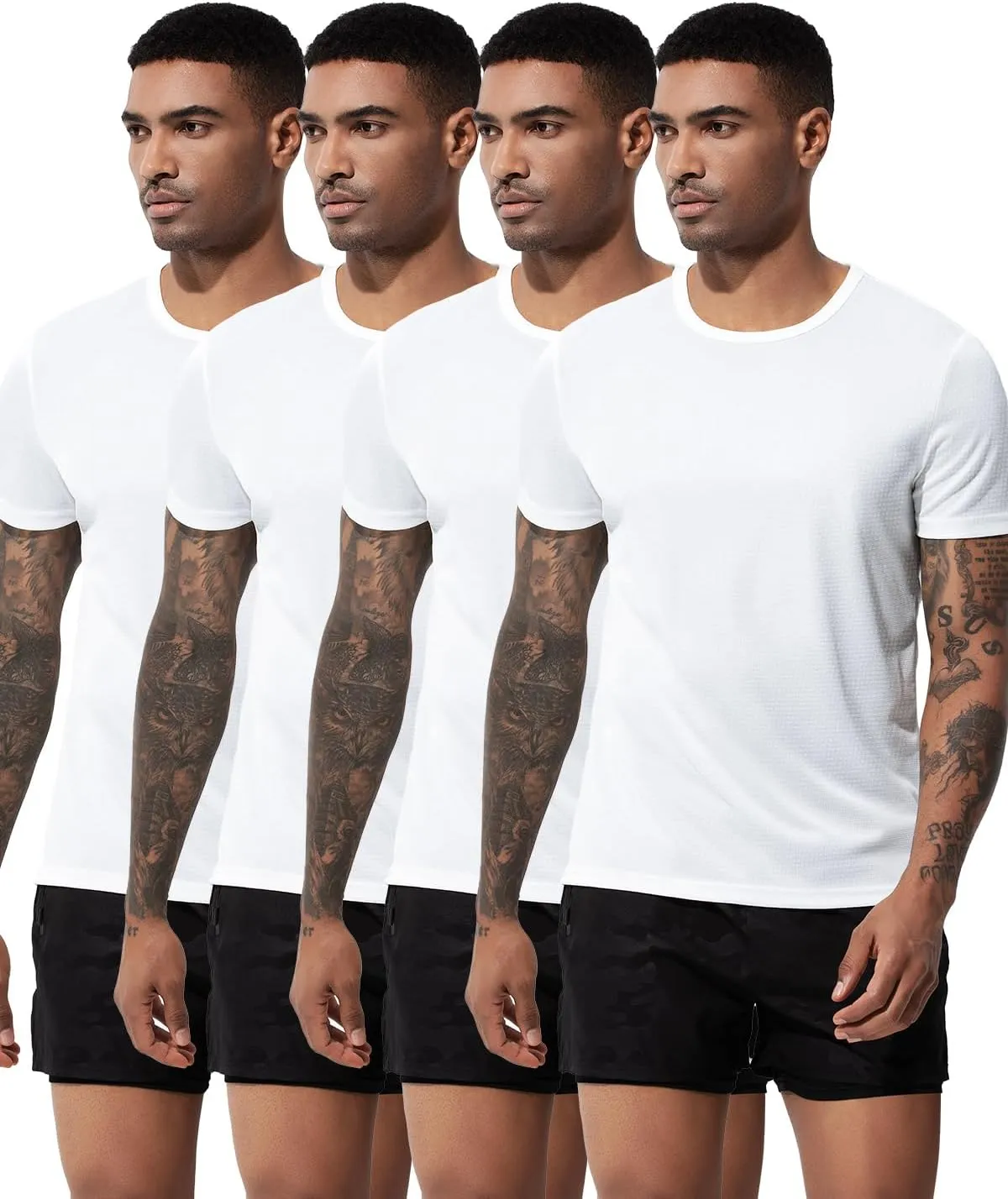 Arjen Kroos Men's Quick Dry Fit Running T-Shirts 4 Pack Activewear Gym Shirts Breathable Workout Undershirts