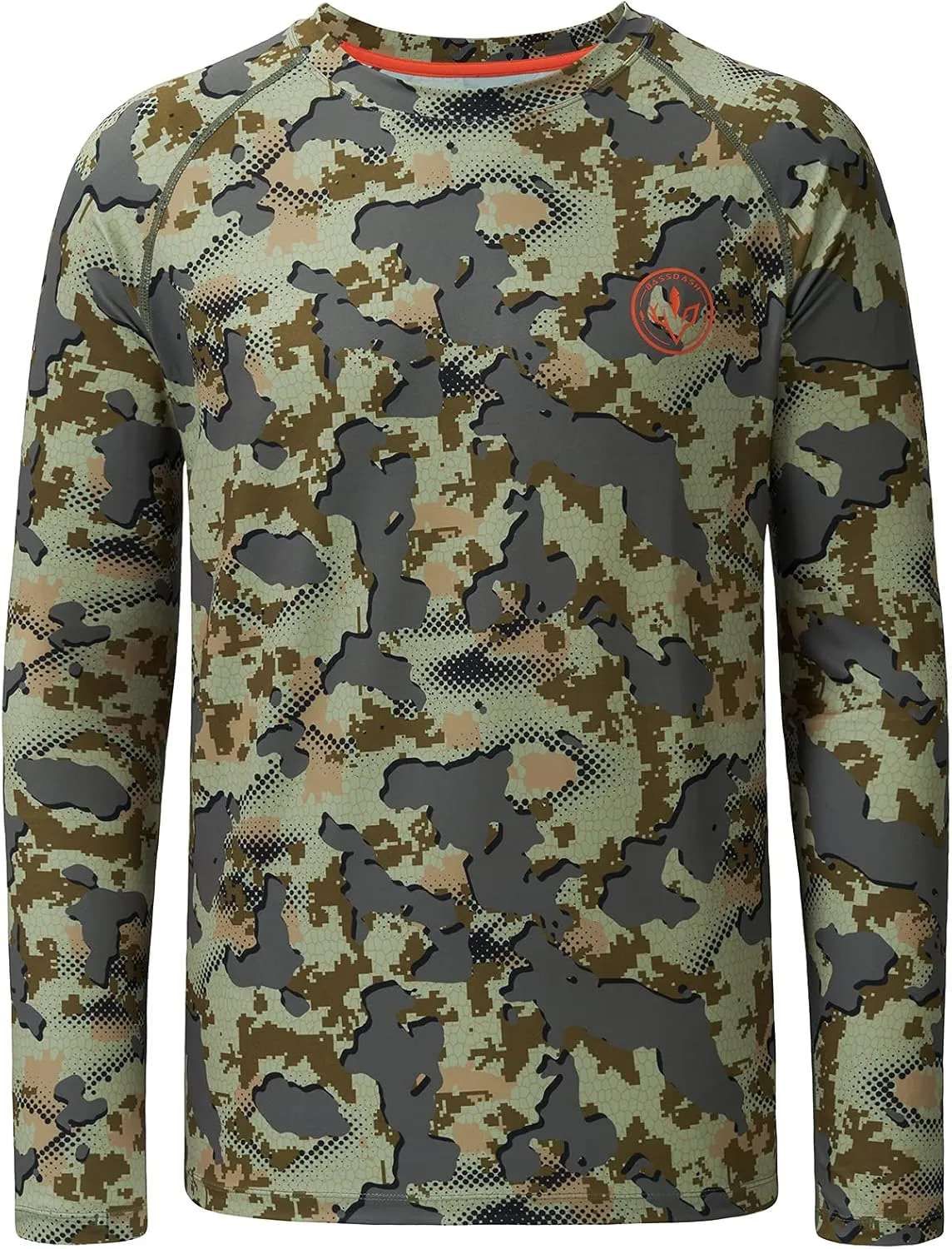 BASSDASH Men's Hunting Sun Shirt UPF 50 Lightweight Camo Performance Long Sleeve Stretch Fishing Hiking Tactical Tees