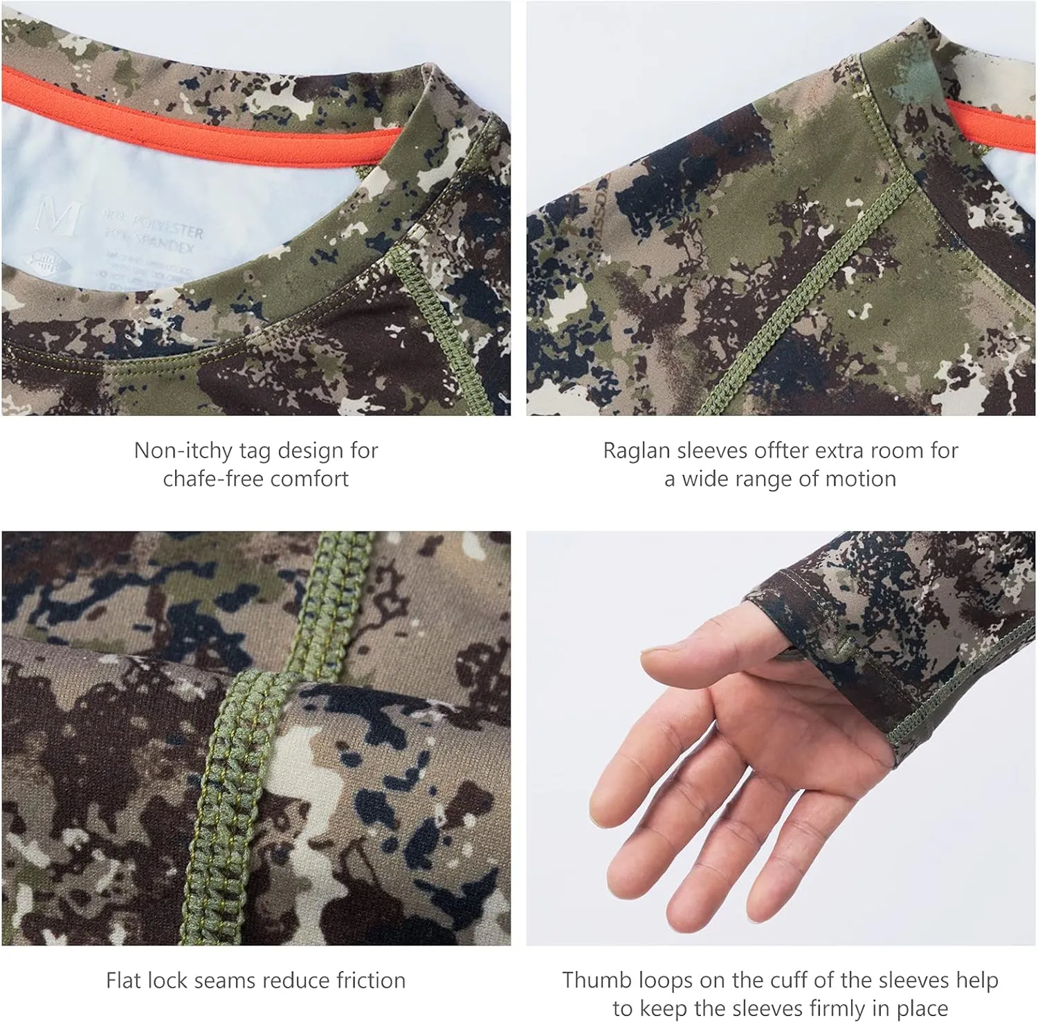 BASSDASH Men's Hunting Sun Shirt UPF 50 Lightweight Camo Performance Long Sleeve Stretch Fishing Hiking Tactical Tees