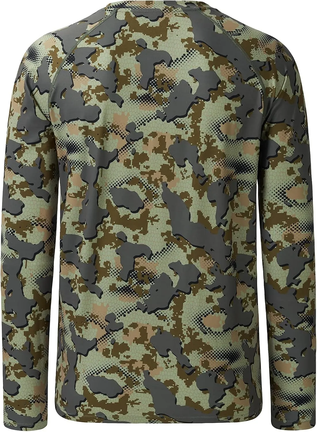 BASSDASH Men's Hunting Sun Shirt UPF 50 Lightweight Camo Performance Long Sleeve Stretch Fishing Hiking Tactical Tees