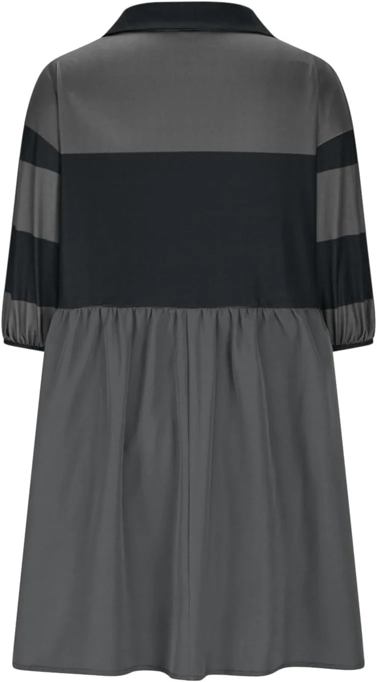 Beach Dresses for Women 2025 Vacation Casual V Neck Short Sleeve Mini Dress Soft Patchwork Dress with Buttons