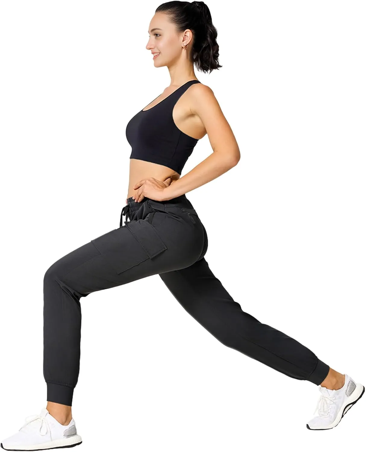 Buauty Womens Hiking Pants Pocketed Cargo Joggers Lightweight Quick Dry Waterproof Pants Elastic Waist Casual Travel Leggings