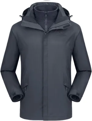 CAMEL CROWN Men's Ski Jacket 3 in 1 Waterproof Winter Jacket Snow Jacket Windproof Hooded with Inner Warm Fleece Coat
