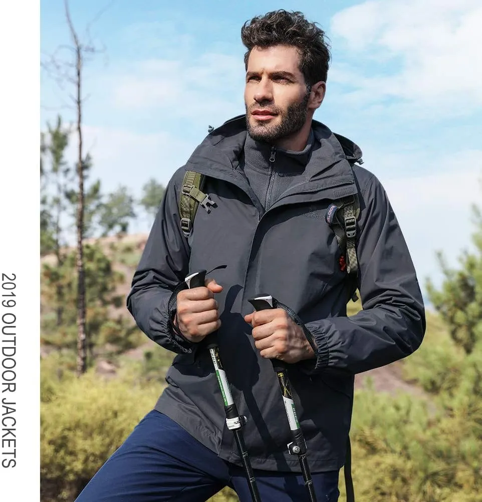 CAMEL CROWN Men's Ski Jacket 3 in 1 Waterproof Winter Jacket Snow Jacket Windproof Hooded with Inner Warm Fleece Coat