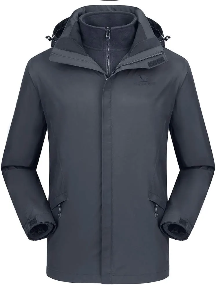 CAMEL CROWN Men's Ski Jacket 3 in 1 Waterproof Winter Jacket Snow Jacket Windproof Hooded with Inner Warm Fleece Coat