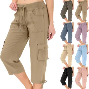 Cargo Capris for Women Lightweight Quick Dry Hiking Pants Casual Drawstring Capri Pants with Pockets Travel Pant