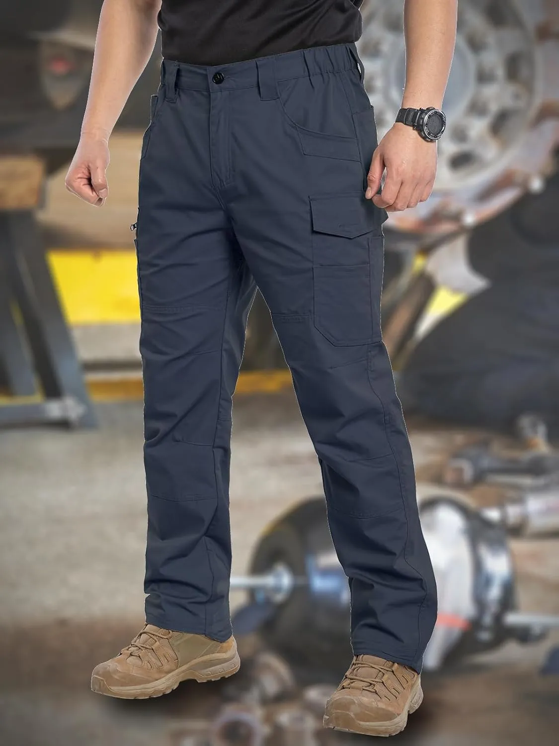 CARWORNIC Men's Stretch Ripstop Work Pants Water Resistant Flex Cargo Pants Lightweight EDC Operator Tactical Utility Pants