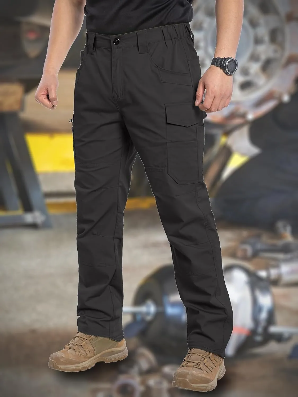 CARWORNIC Men's Stretch Ripstop Work Pants Water Resistant Flex Cargo Pants Lightweight EDC Operator Tactical Utility Pants
