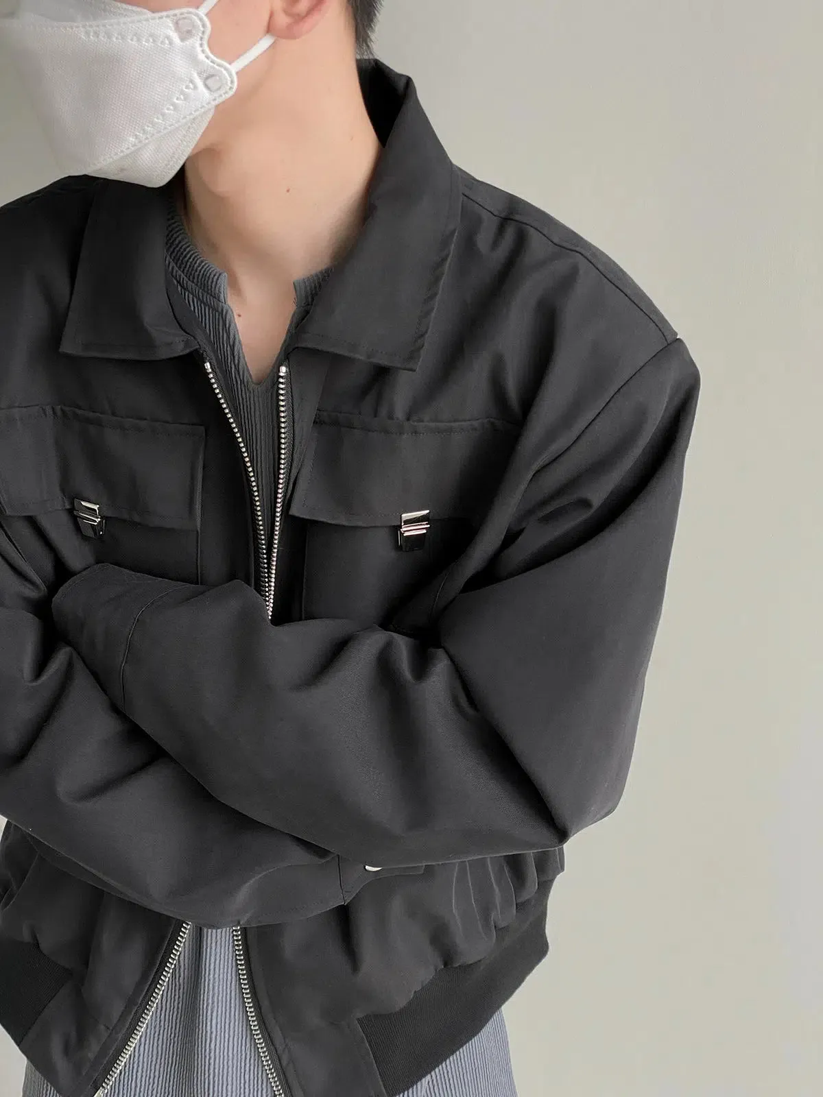 Casual Lapel Zipper Short Jacket