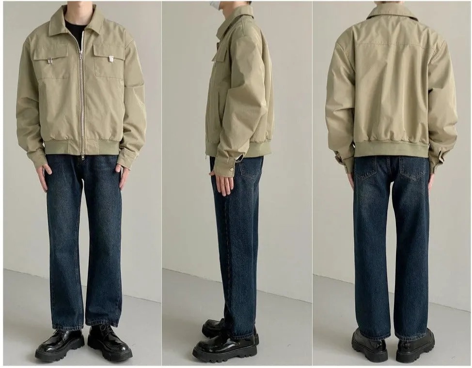 Casual Lapel Zipper Short Jacket