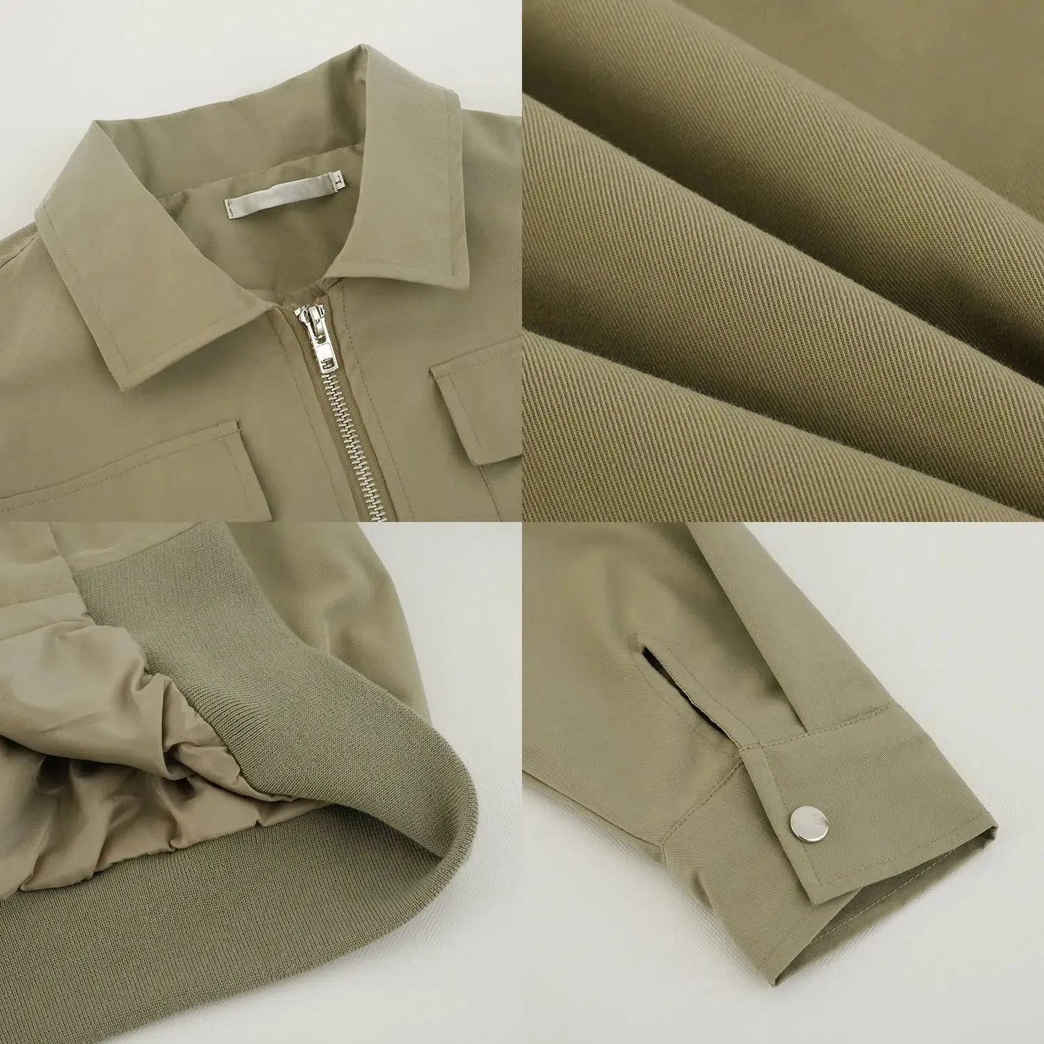 Casual Lapel Zipper Short Jacket