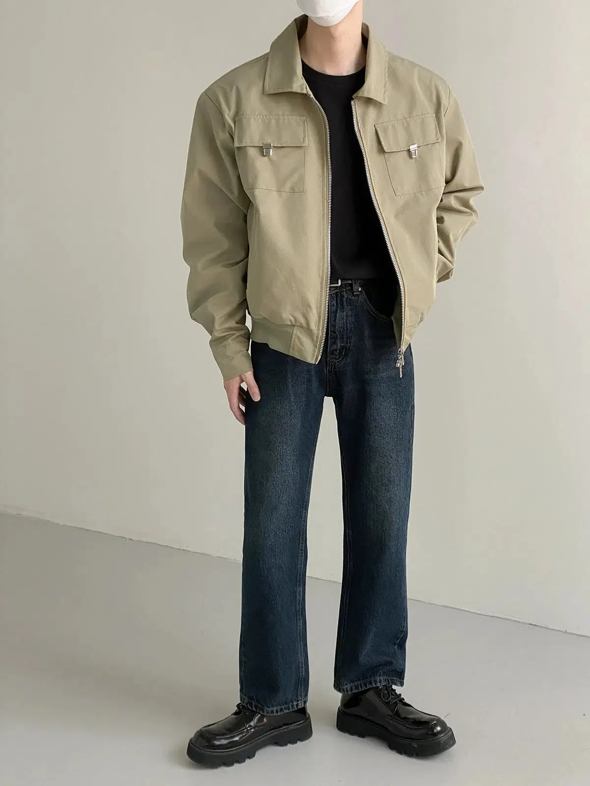 Casual Lapel Zipper Short Jacket