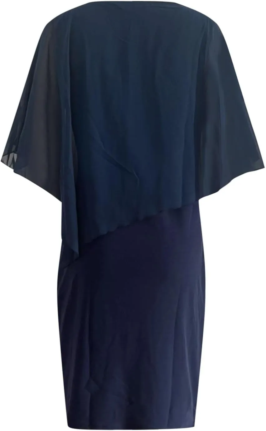 Chiffon Dress for Women Mesh V Neck Night Out Dresses Rhinestone Printed Lightweight Soft Smooth Short Sleeve Dress