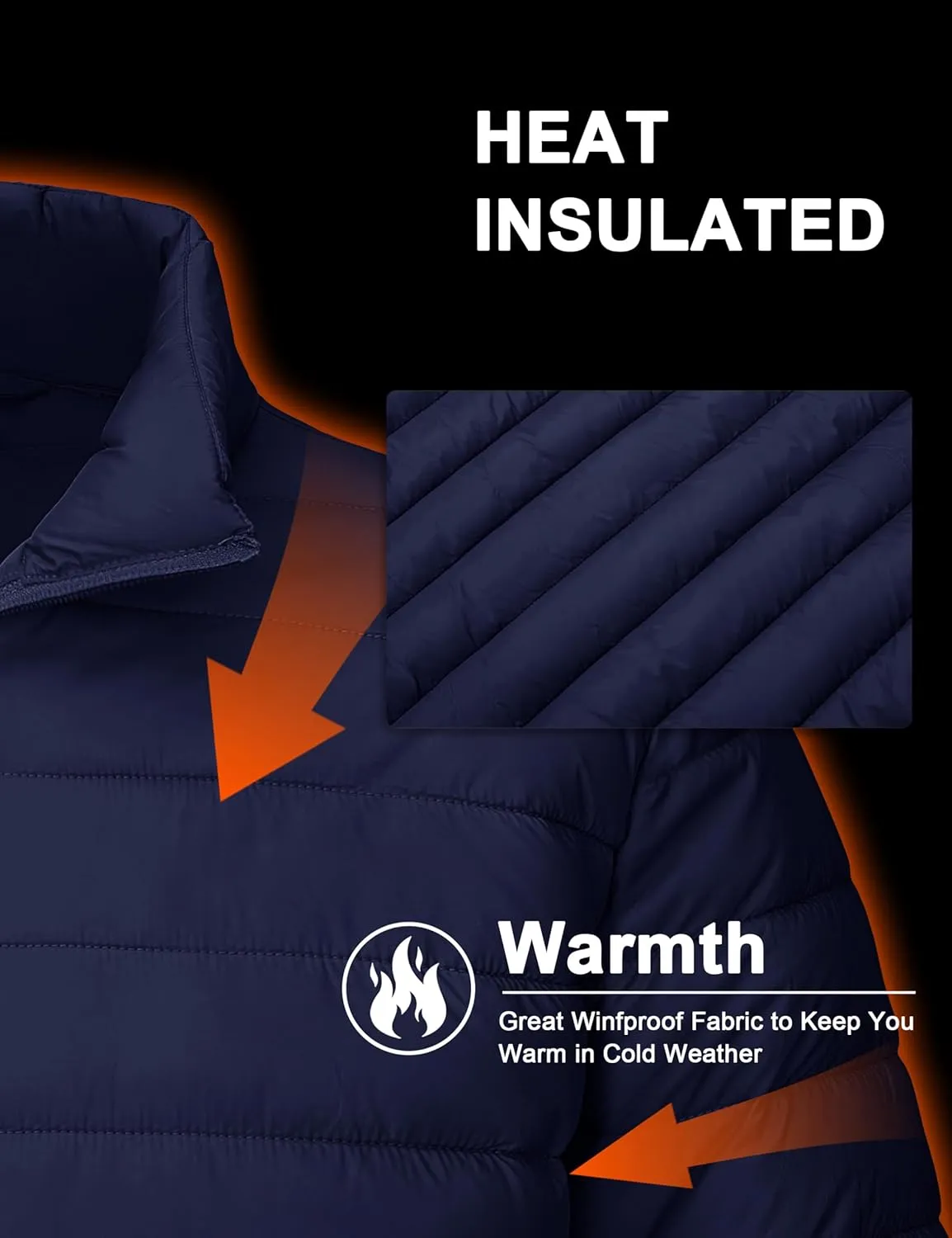 CRYSULLY Men's Puffer Jacket Full Zip Warm Jacket Windproof Water Resist Jackets Winter Insulated Coat