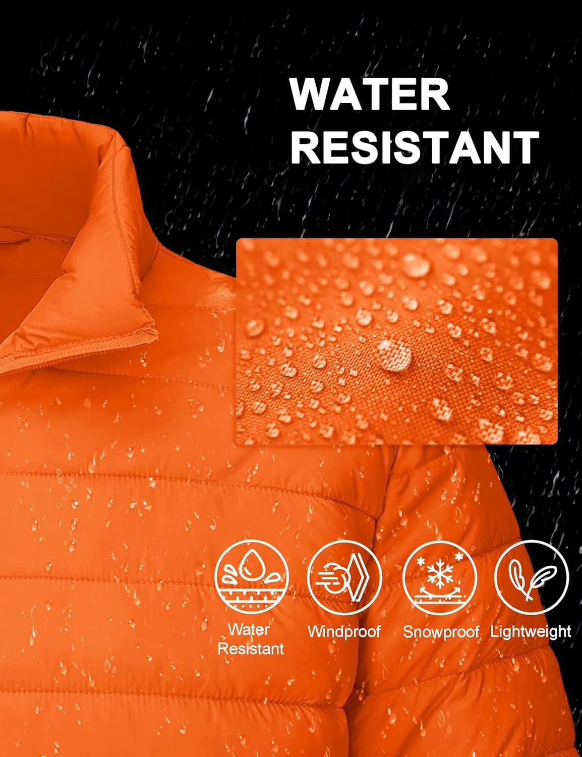 CRYSULLY Men's Puffer Jacket Full Zip Warm Jacket Windproof Water Resist Jackets Winter Insulated Coat
