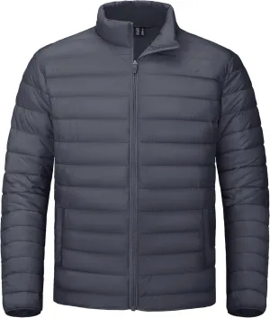 CRYSULLY Men's Puffer Jacket Full Zip Warm Jacket Windproof Water Resist Jackets Winter Insulated Coat