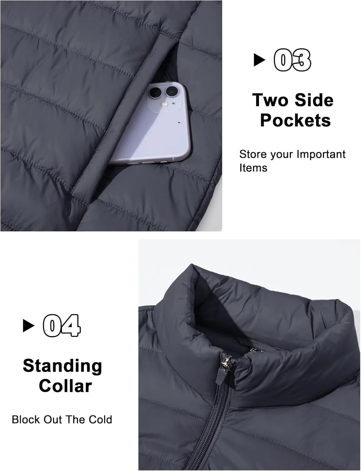CRYSULLY Men's Puffer Jacket Full Zip Warm Jacket Windproof Water Resist Jackets Winter Insulated Coat