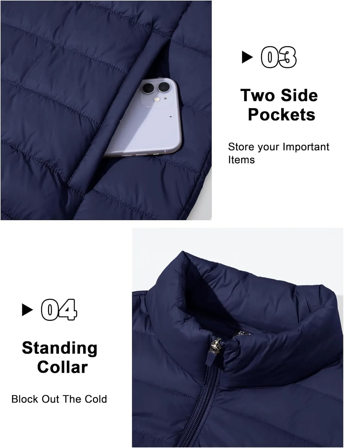 CRYSULLY Men's Puffer Jacket Full Zip Warm Jacket Windproof Water Resist Jackets Winter Insulated Coat