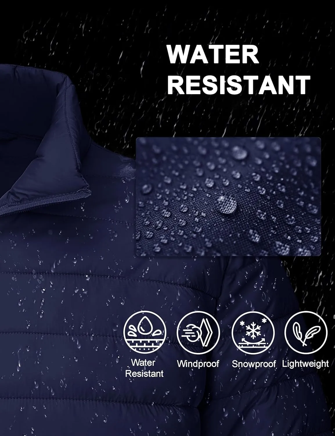 CRYSULLY Men's Puffer Jacket Full Zip Warm Jacket Windproof Water Resist Jackets Winter Insulated Coat