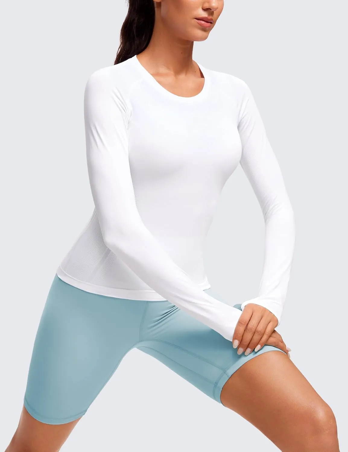 CRZ YOGA Womens Seamless Workout Long Sleeve Shirts Quick Dry Gym Athletic Tops Breathable Running Yoga T-Shirts