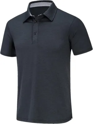 Dcvmvmn Mens Summer T-Shirts Casual Short Sleeve Polo Shirts Buttons Down Quick Dry Breathable Golf Pullover Black