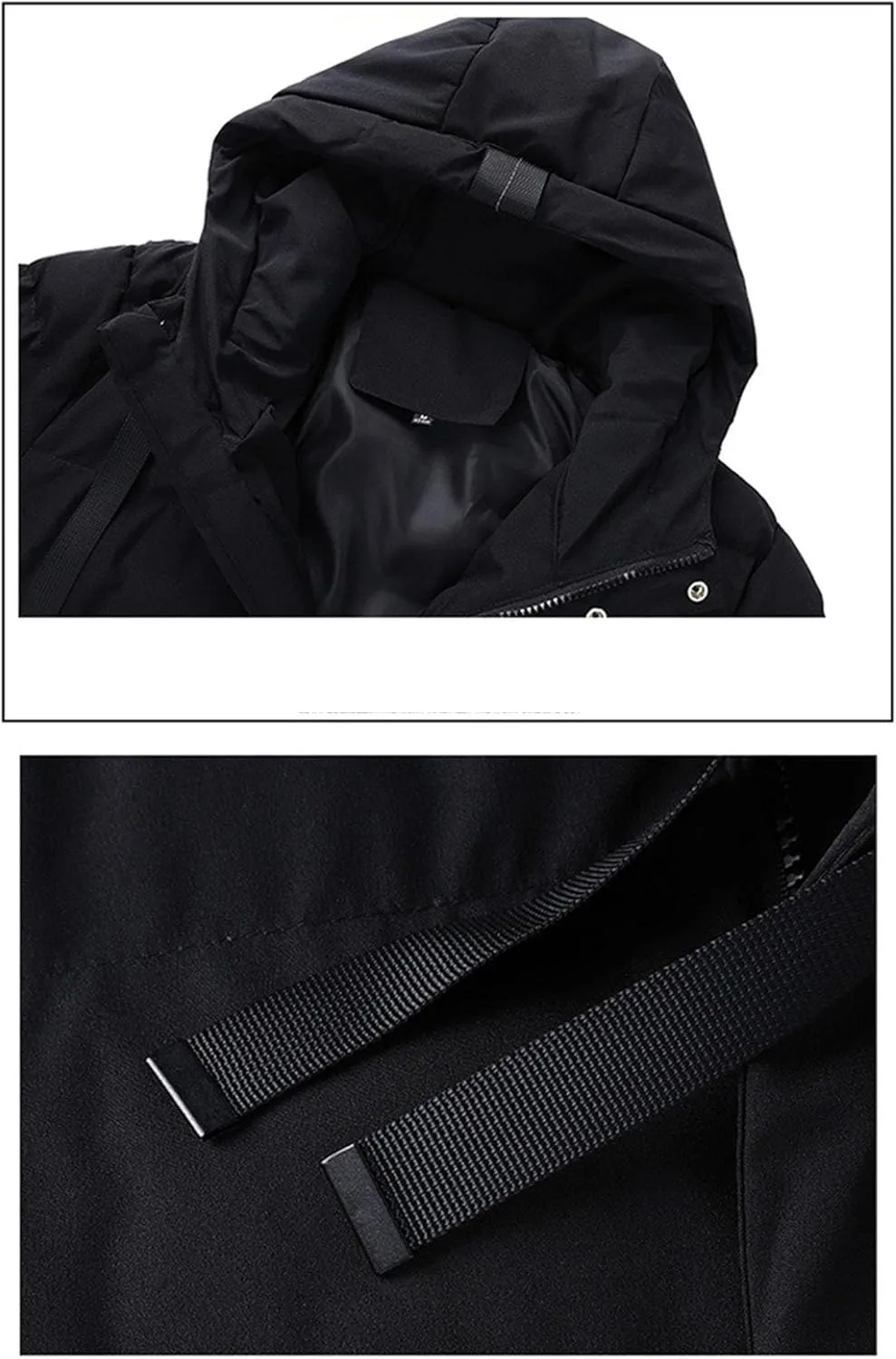 DGHM-JLMY Mens Mid Length Padded Cotton Jacket Hooded Windproof Thicken Puffer Coat Long Down Coats Warm Winter Outerwear