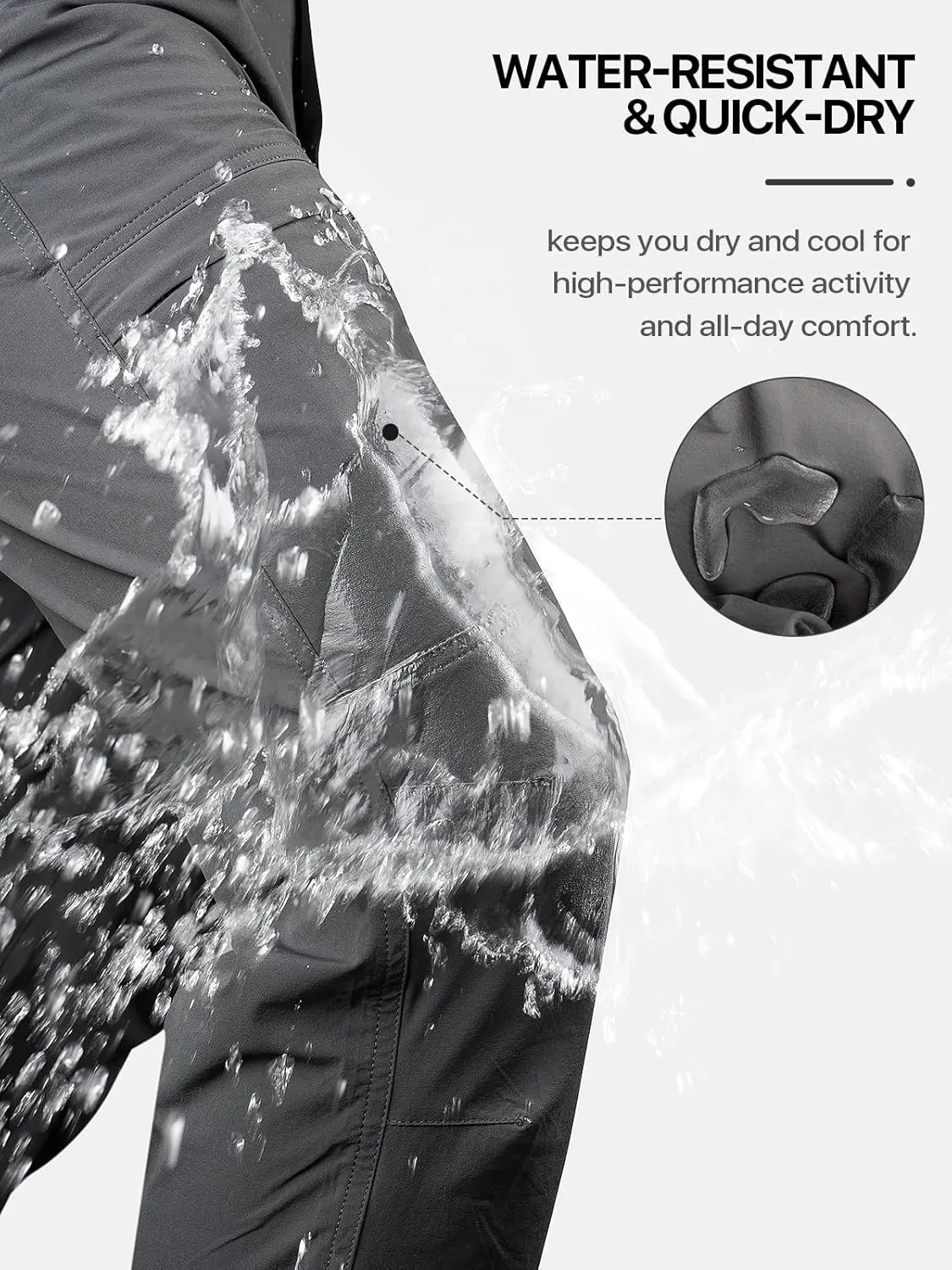 FREE SOLDIER Men's Outdoor Cargo Hiking Pants with Belt Lightweight Waterproof Quick Dry Tactical Pants Nylon Spandex