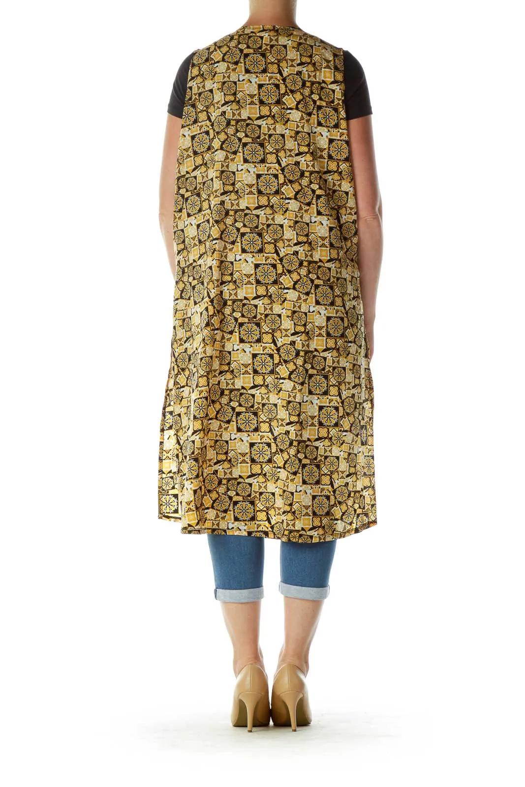 Gold Black Printed Vest