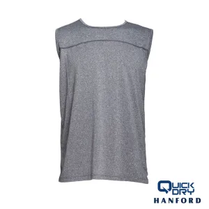 Hanford Athletic Men Pro Cool 2.0 R-Neck Sports Training Sleeveless Shirt - Gray Melange (SinglePack)