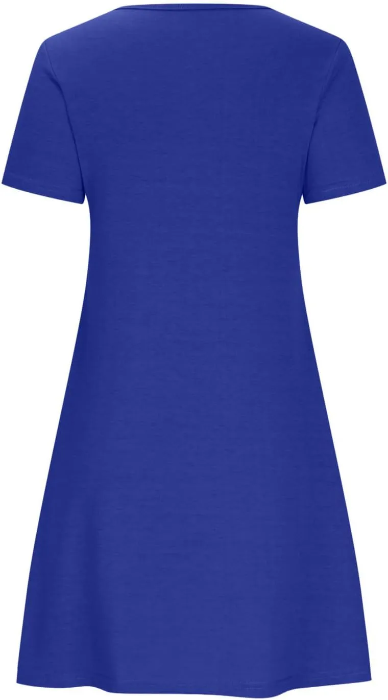 hlysgo Tshirt Dress for Women 2025 Vacation Short Sleeve Crew Neck Casual Dresses Summer Soft Comfy Mini Dress with Pockets