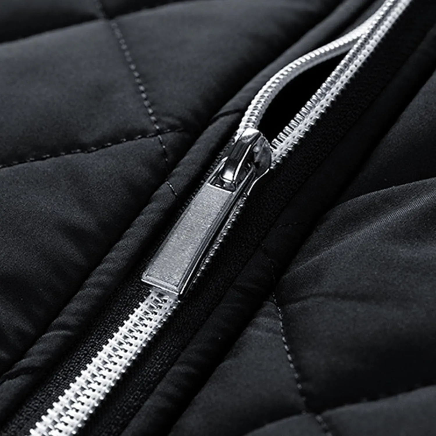 JEsilunmaMY Men Thermal Diamond Bomber Jackets Full Zip Fleece-Lined Insulated Quilted Jacket Winter Warm Padded Cotton Coat