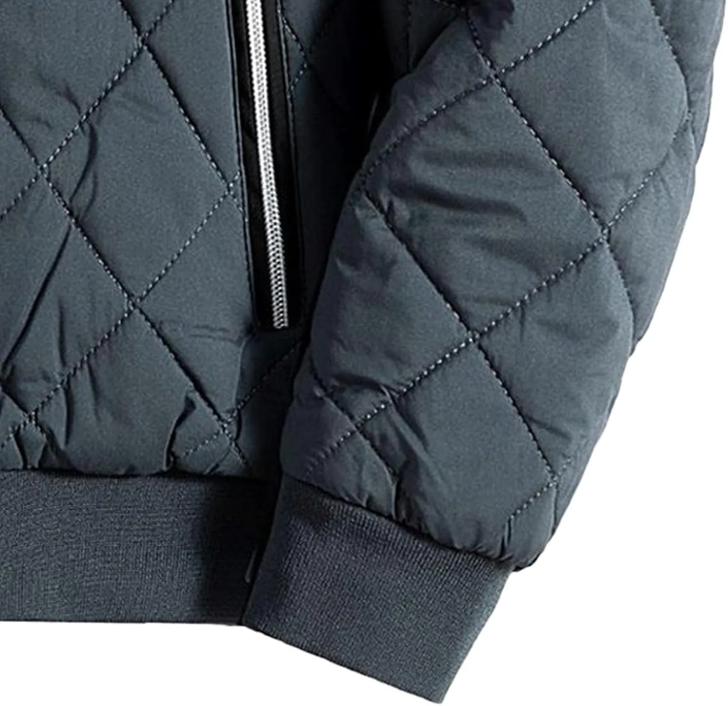 JEsilunmaMY Men Thermal Diamond Bomber Jackets Full Zip Fleece-Lined Insulated Quilted Jacket Winter Warm Padded Cotton Coat