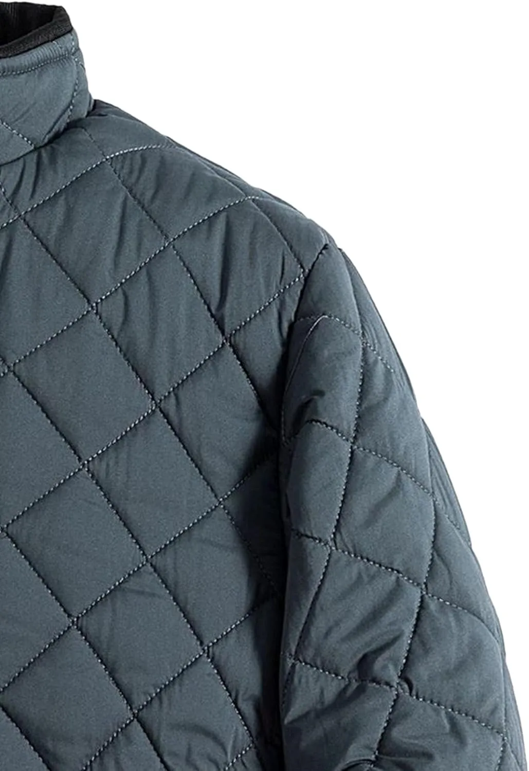 JEsilunmaMY Men Thermal Diamond Bomber Jackets Full Zip Fleece-Lined Insulated Quilted Jacket Winter Warm Padded Cotton Coat