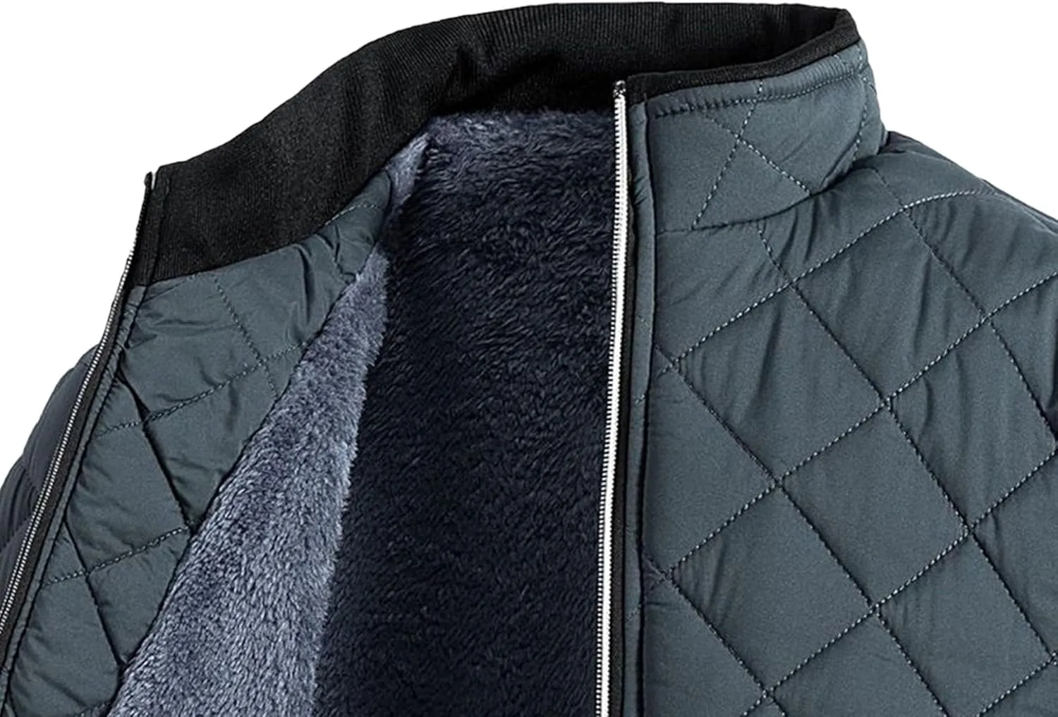JEsilunmaMY Men Thermal Diamond Bomber Jackets Full Zip Fleece-Lined Insulated Quilted Jacket Winter Warm Padded Cotton Coat