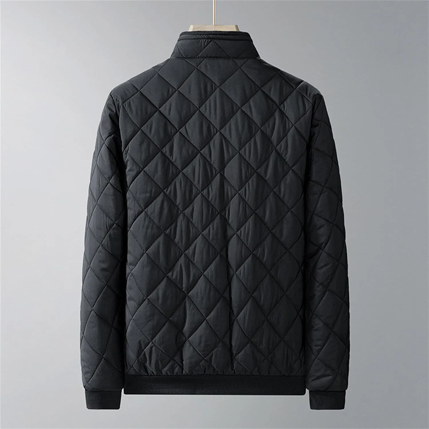JEsilunmaMY Men Thermal Diamond Bomber Jackets Full Zip Fleece-Lined Insulated Quilted Jacket Winter Warm Padded Cotton Coat