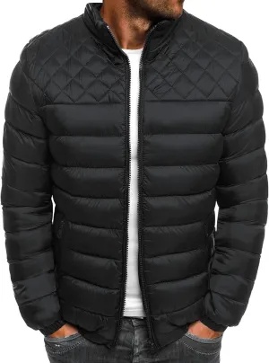 JEsilunmaMY Men's Diamond Stand Collar Puffer Jacket Winter Coat Quilted Padded Down Jacket Insulated Puffy Varsity Coat