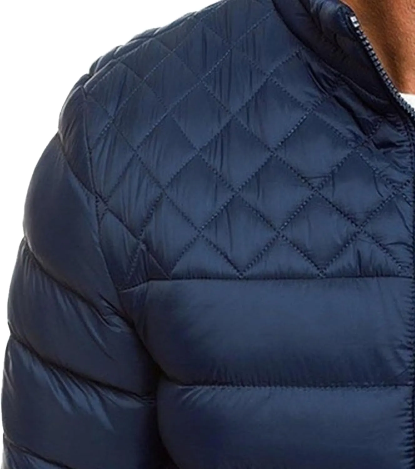 JEsilunmaMY Men's Diamond Stand Collar Puffer Jacket Winter Coat Quilted Padded Down Jacket Insulated Puffy Varsity Coat