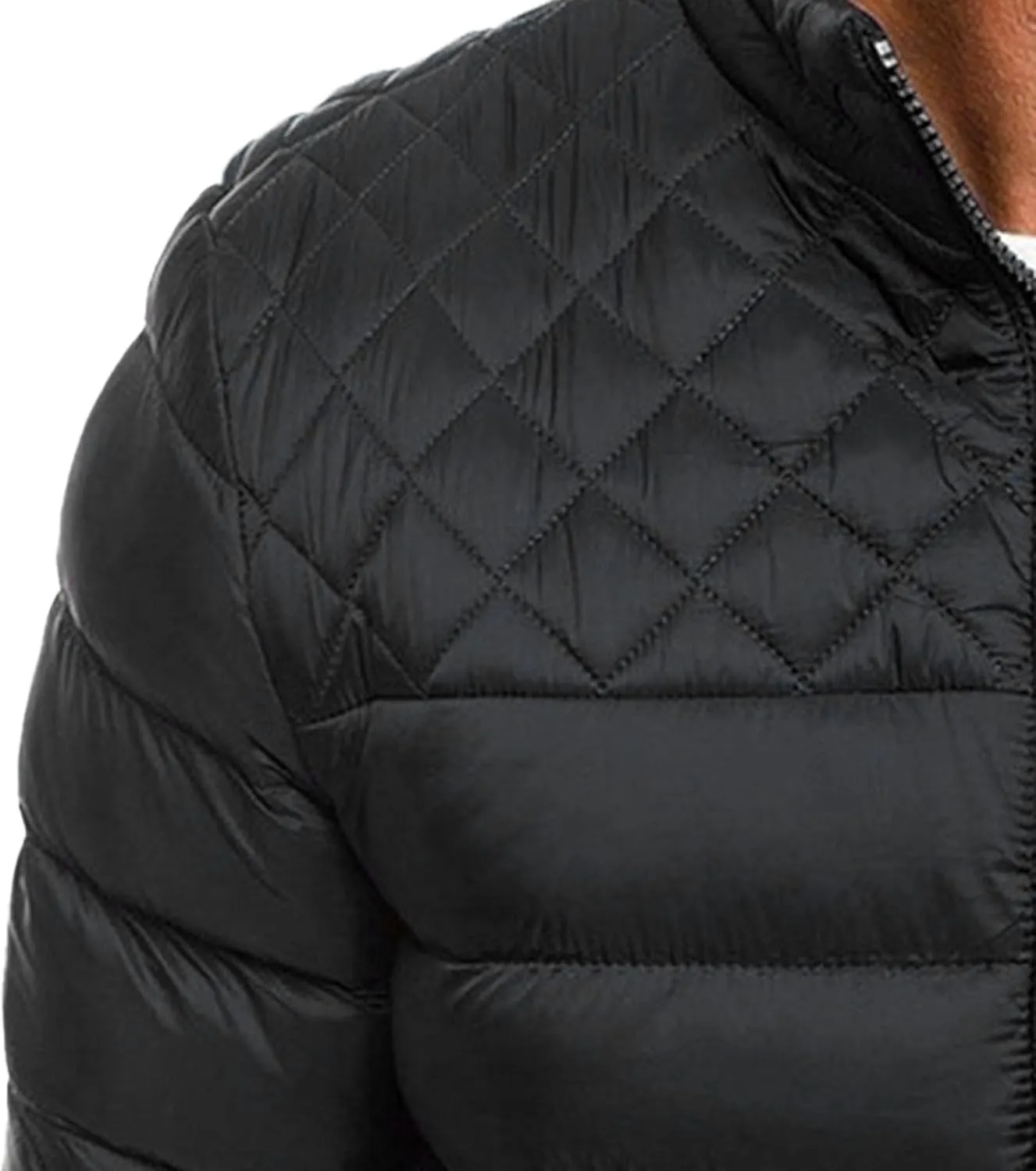 JEsilunmaMY Men's Diamond Stand Collar Puffer Jacket Winter Coat Quilted Padded Down Jacket Insulated Puffy Varsity Coat