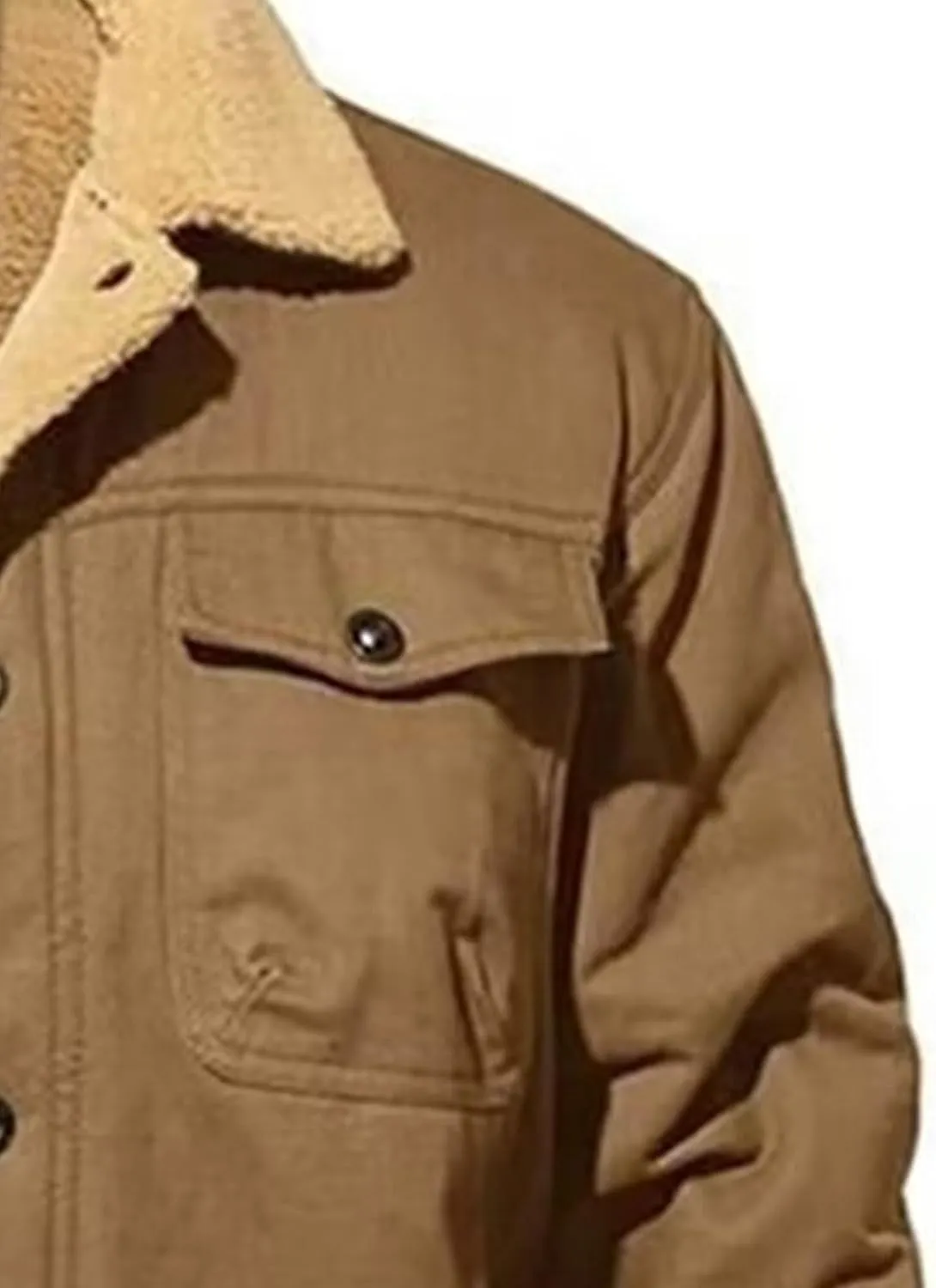 JEsilunmaMY Men's Multi-Pocket Cotton Cargo Jacket Sherpa Lined Casual Shacket Jackets Button Down Warm Winter Padded Coats