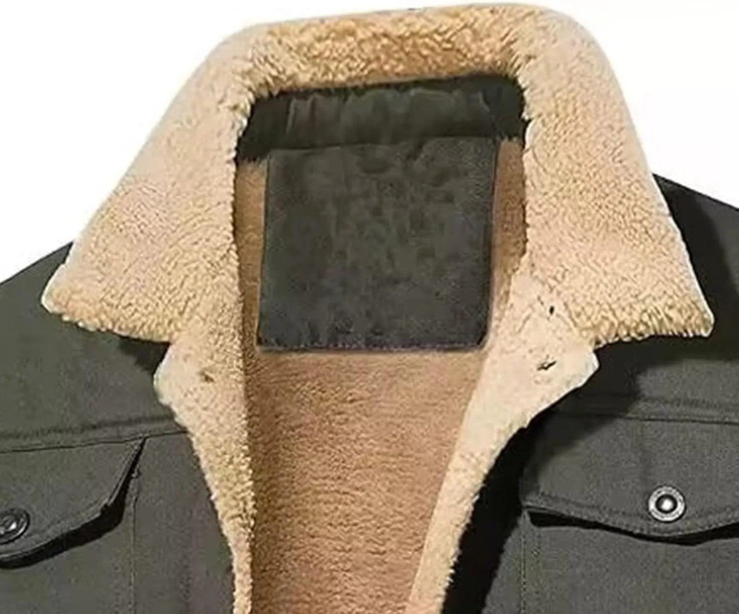 JEsilunmaMY Men's Multi-Pocket Cotton Cargo Jacket Sherpa Lined Casual Shacket Jackets Button Down Warm Winter Padded Coats