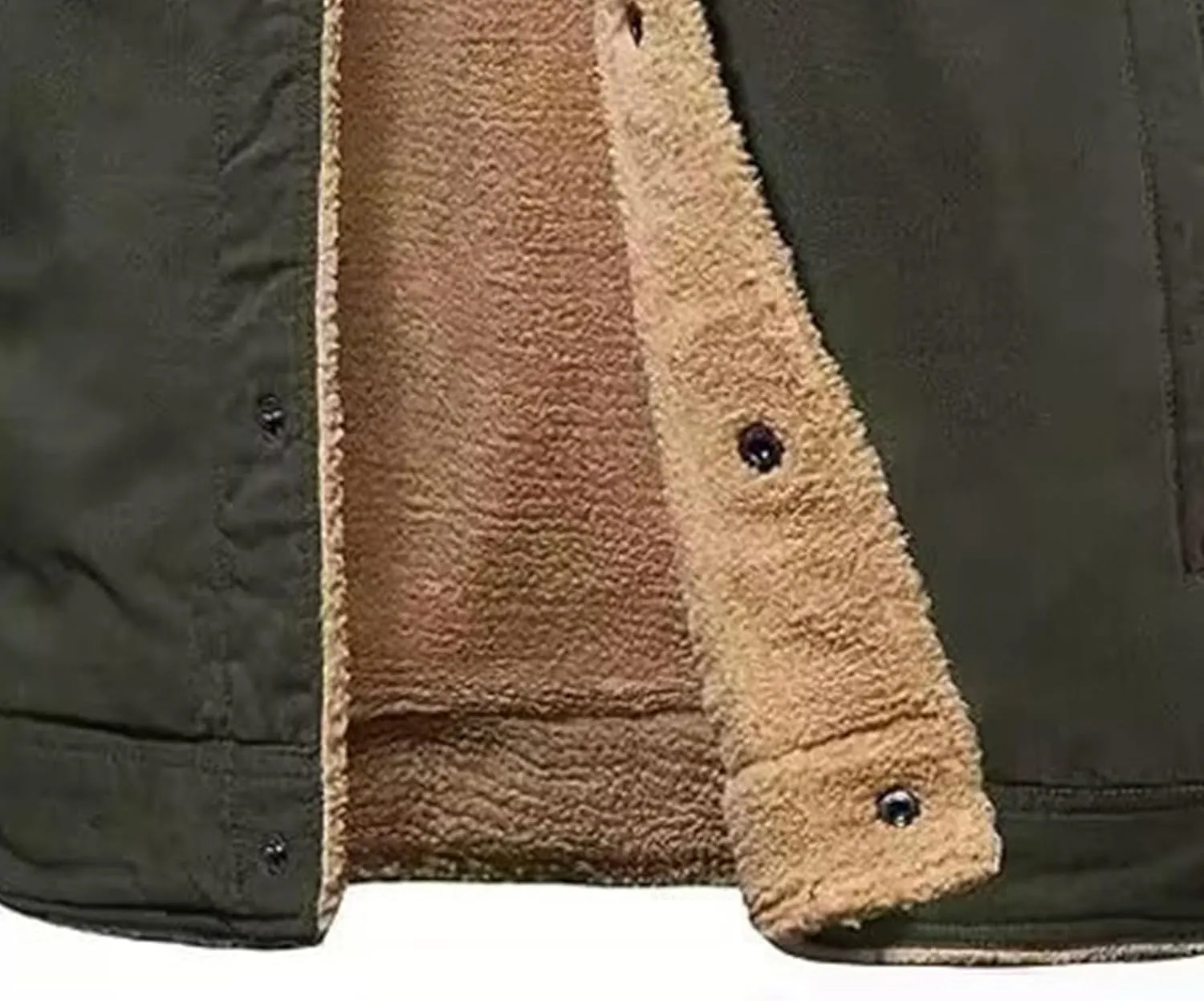 JEsilunmaMY Men's Multi-Pocket Cotton Cargo Jacket Sherpa Lined Casual Shacket Jackets Button Down Warm Winter Padded Coats
