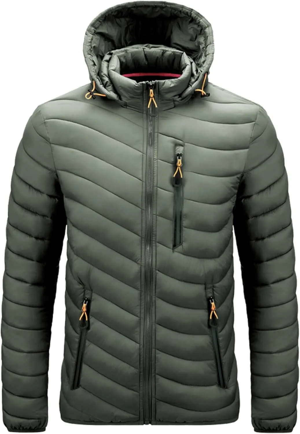 JEsilunmaMY Men's Puffer Jacket with Removable Hood Casual Insulated Hooded Padded Cotton Coat Slim Packable Down Jacket