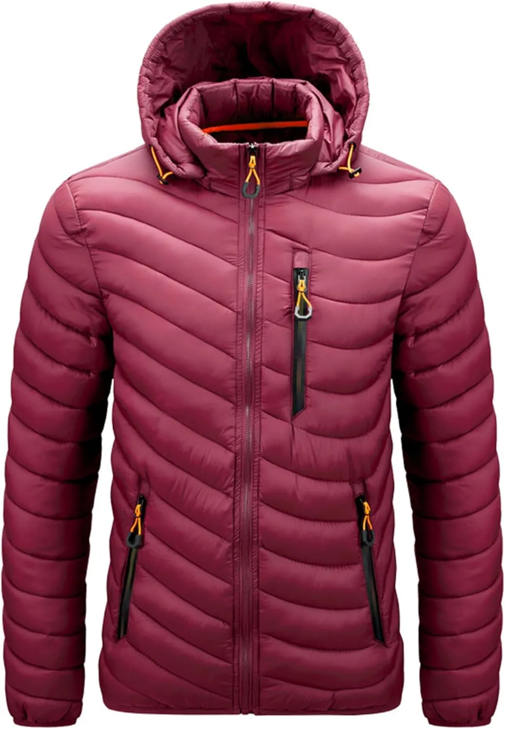 JEsilunmaMY Men's Puffer Jacket with Removable Hood Casual Insulated Hooded Padded Cotton Coat Slim Packable Down Jacket