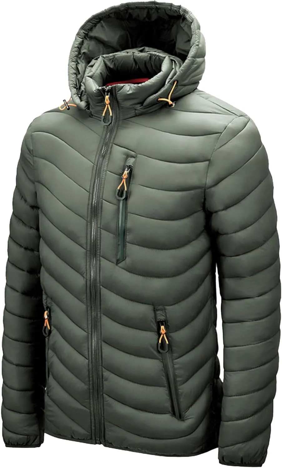 JEsilunmaMY Men's Puffer Jacket with Removable Hood Casual Insulated Hooded Padded Cotton Coat Slim Packable Down Jacket