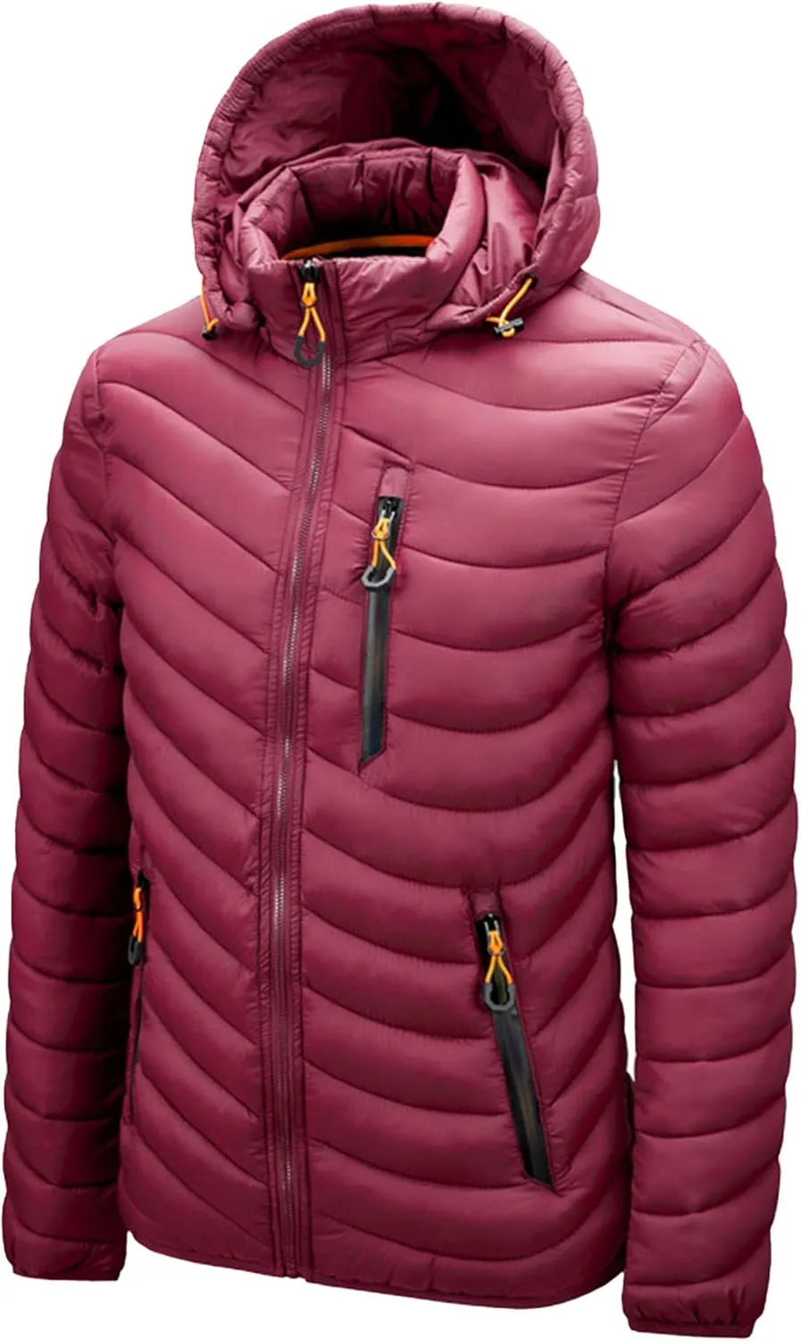 JEsilunmaMY Men's Puffer Jacket with Removable Hood Casual Insulated Hooded Padded Cotton Coat Slim Packable Down Jacket