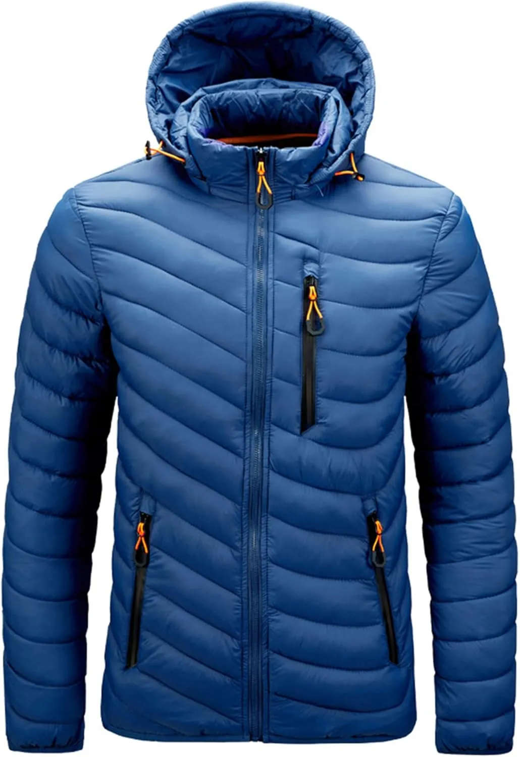 JEsilunmaMY Men's Puffer Jacket with Removable Hood Casual Insulated Hooded Padded Cotton Coat Slim Packable Down Jacket